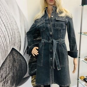 Elie Tahari belted denim jacket